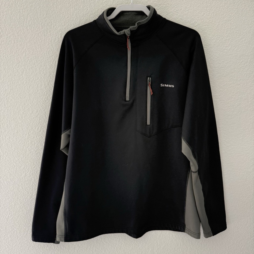 Simms Fishing Mens 1/4 Zip Fleece Pullover XL Black Angler Outdoor